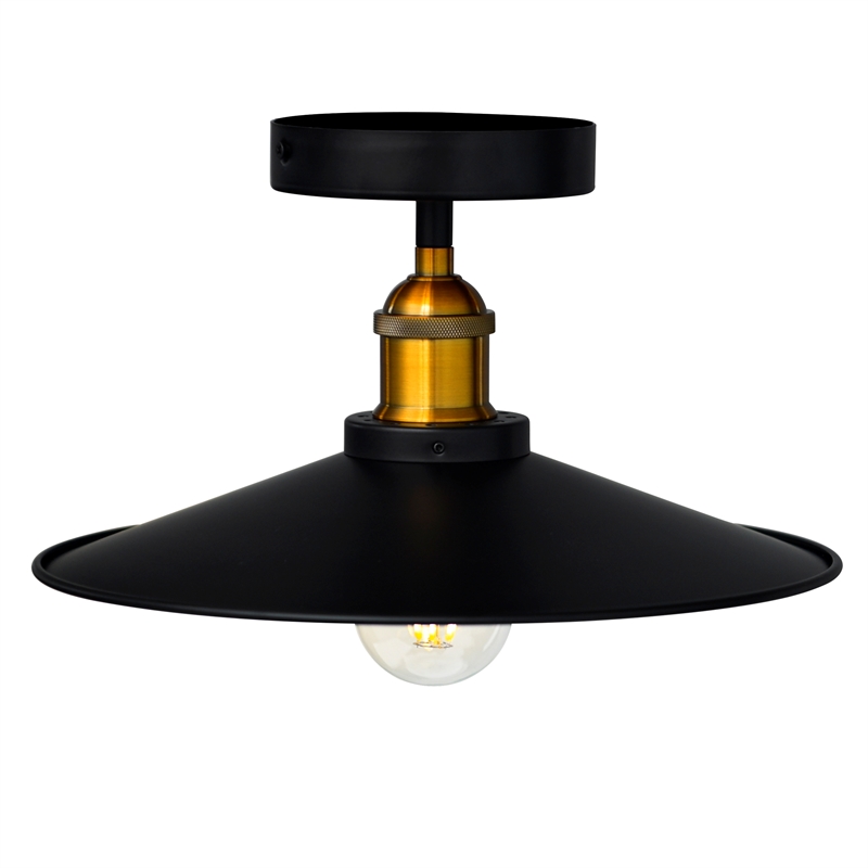 CWI Lighting Brave 1 Light Farmhouse Metal Flush Mount in Black