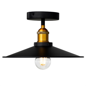 CWI Lighting Brave 1 Light Farmhouse Metal Flush Mount in Black