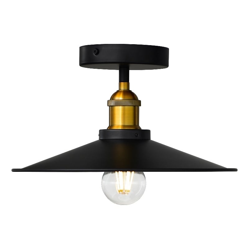 CWI Lighting Brave 1 Light Farmhouse Metal Flush Mount in Black