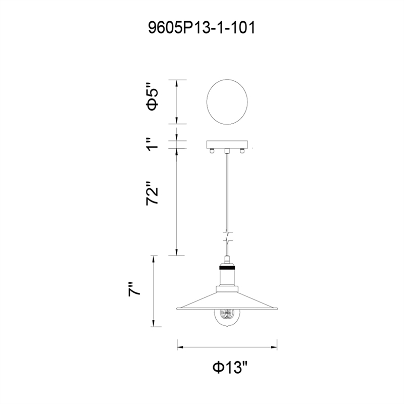 CWI Lighting Brave 1 Light Down Farmhouse Metal Mini Pendant in Black