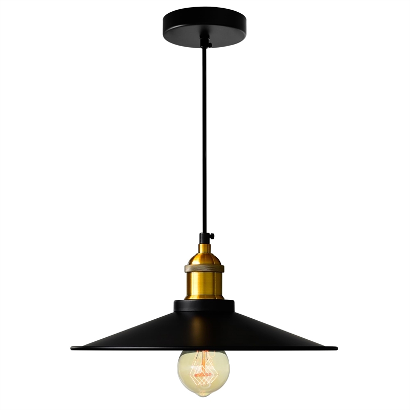 CWI Lighting Brave 1 Light Down Farmhouse Metal Mini Pendant in Black