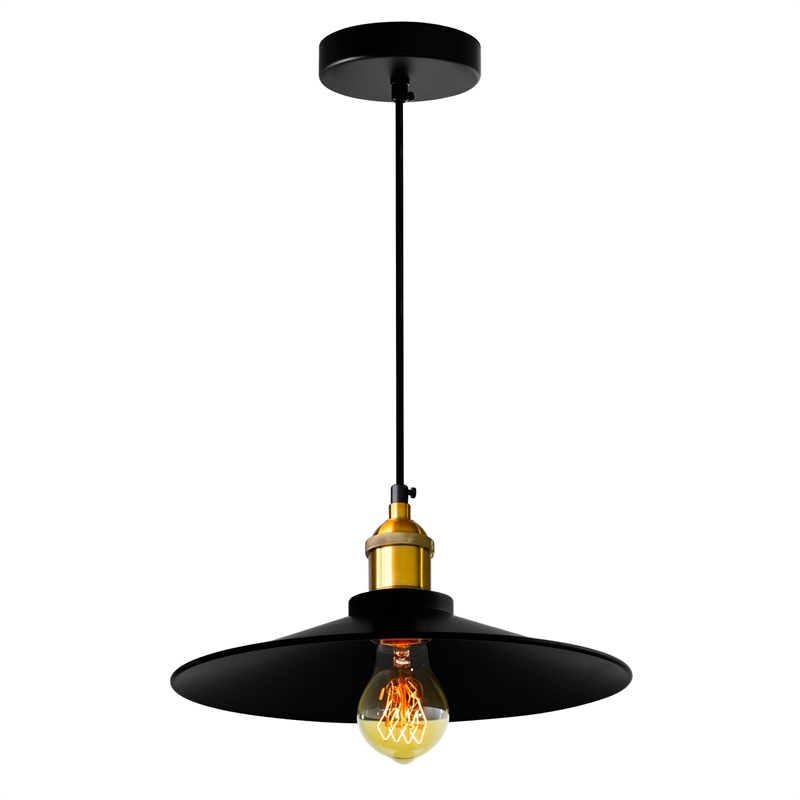 CWI Lighting Brave 1 Light Down Farmhouse Metal Mini Pendant in Black