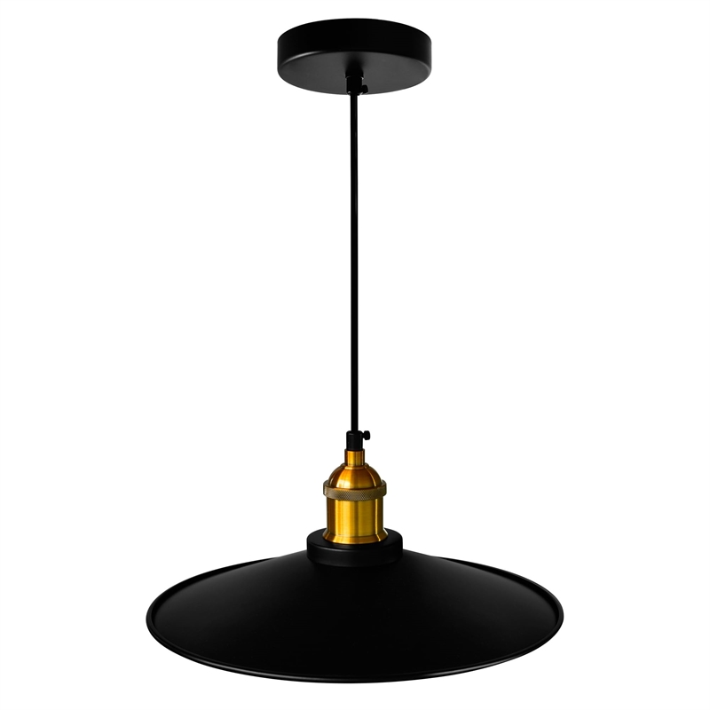 CWI Lighting Brave 1 Light Down Farmhouse Metal Mini Pendant in Black