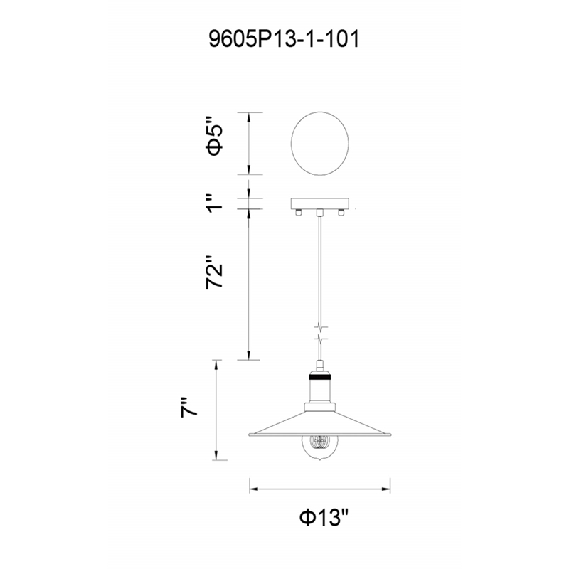 CWI Lighting Brave 1 Light Down Farmhouse Metal Mini Pendant in Black