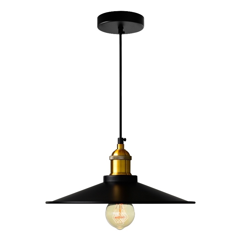 CWI Lighting Brave 1 Light Down Farmhouse Metal Mini Pendant in Black
