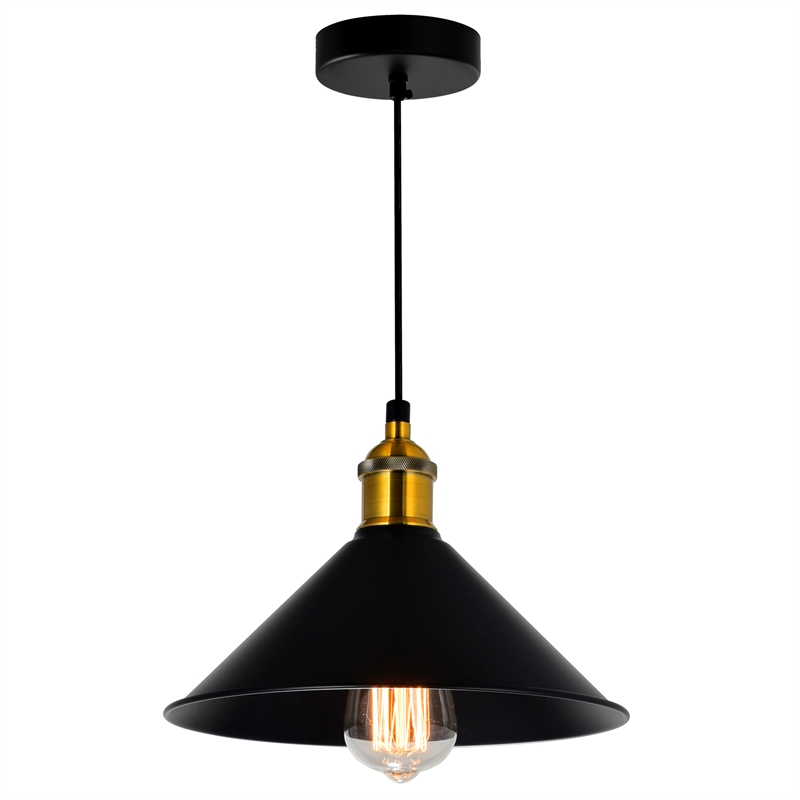 CWI Lighting Brave 1 Light Down Farmhouse Metal Mini Pendant in Black