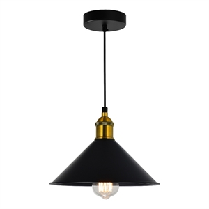 CWI Lighting Brave 1 Light Down Farmhouse Metal Mini Pendant in Black