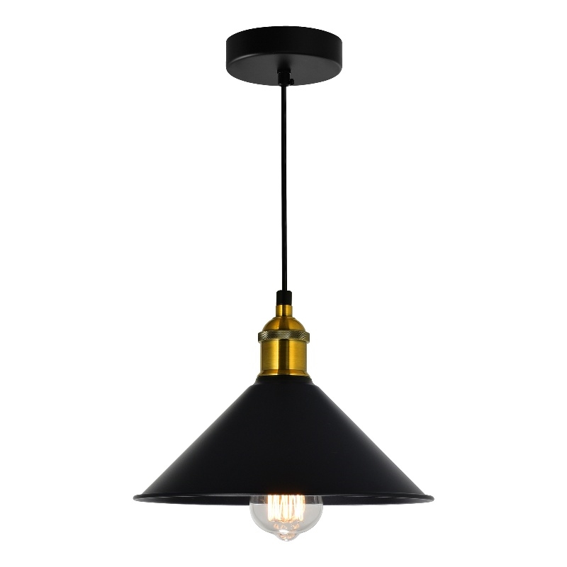 CWI Lighting Brave 1 Light Down Farmhouse Metal Mini Pendant in Black