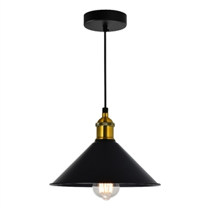 CWI Lighting Brave 1 Light Down Farmhouse Metal Mini Pendant in Black