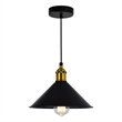 CWI Lighting Brave 1 Light Down Farmhouse Metal Mini Pendant in Black