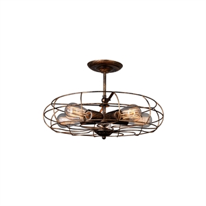 CWI Lighting Pamela 5 Light Farmhouse Metal Flush Mount in Antique Copper