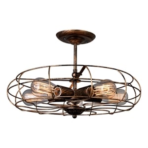 CWI Lighting Pamela 5 Light Farmhouse Metal Flush Mount in Antique Copper