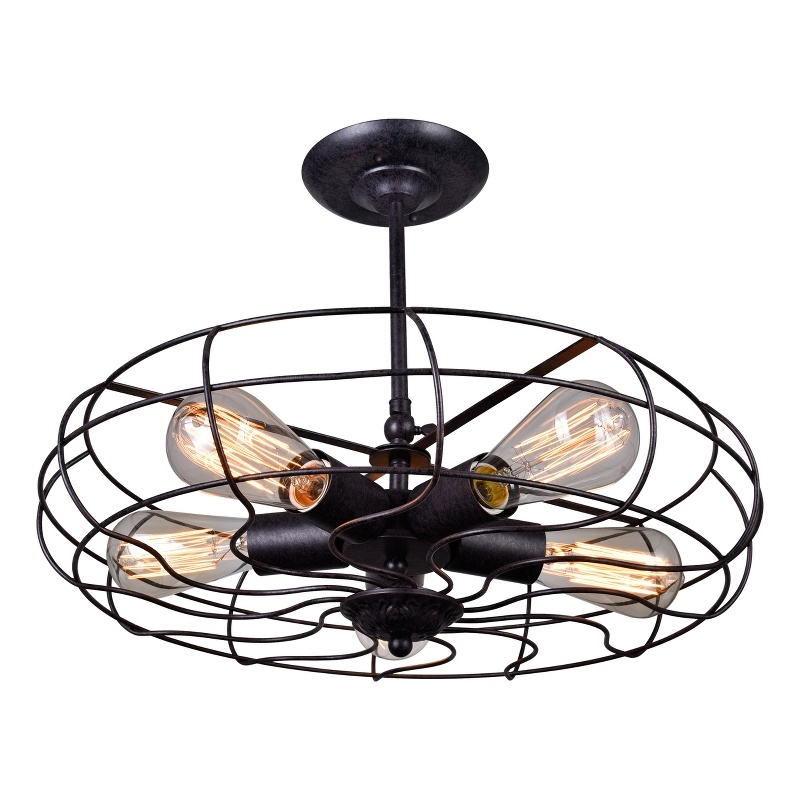 CWI Lighting Pamela 5 Light Farmhouse Metal Flush Mount in Rust Bronze