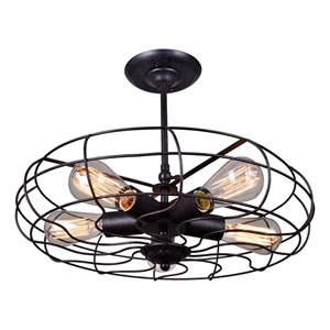 CWI Lighting Pamela 5 Light Farmhouse Metal Flush Mount in Rust Bronze