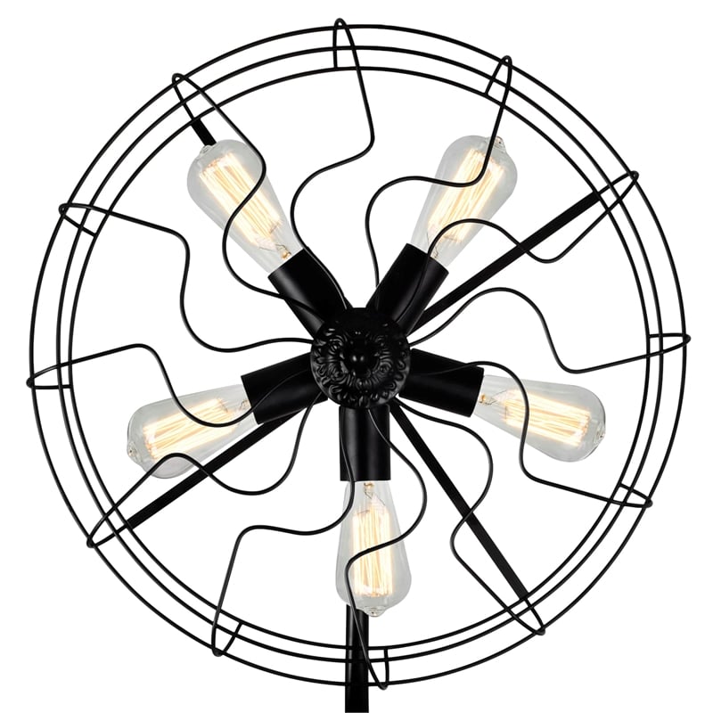 CWI Lighting Pamela 5 Light Farmhouse Metal Floor Lamp in Black