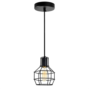 CWI Lighting Secure 1 Light Down Farmhouse Metal Mini Pendant in Black
