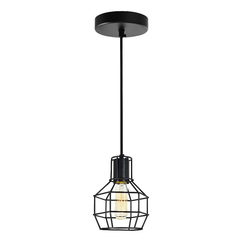 CWI Lighting Secure 1 Light Down Farmhouse Metal Mini Pendant in Black