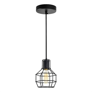 CWI Lighting Secure 1 Light Down Farmhouse Metal Mini Pendant in Black