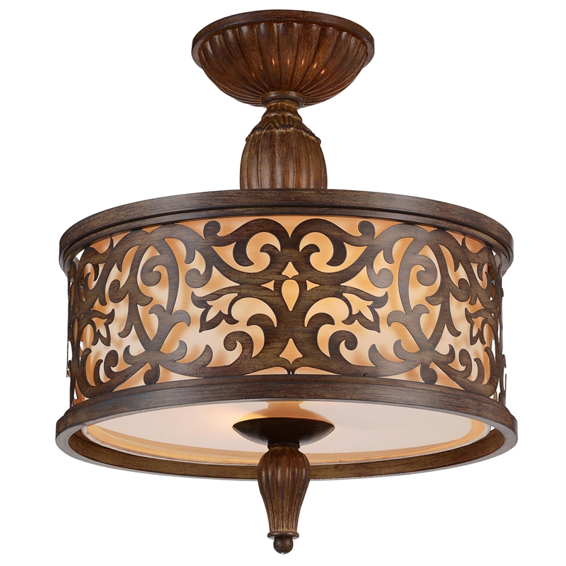 CWI Lighting Nicole 3 Light Drum Shade Metal Flush Mount in Chocolate