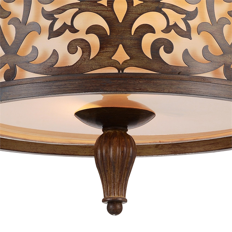 CWI Lighting Nicole 3 Light Drum Shade Metal Flush Mount in Chocolate