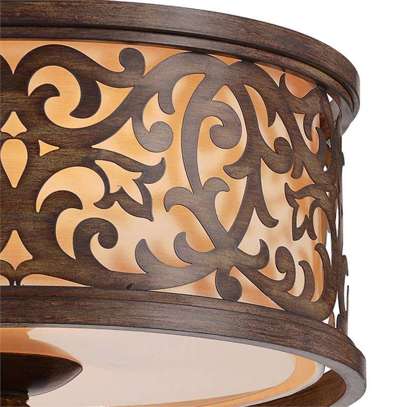 CWI Lighting Nicole 3 Light Drum Shade Metal Flush Mount in Chocolate