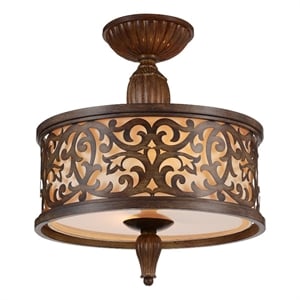 CWI Lighting Nicole 3 Light Drum Shade Metal Flush Mount in Chocolate