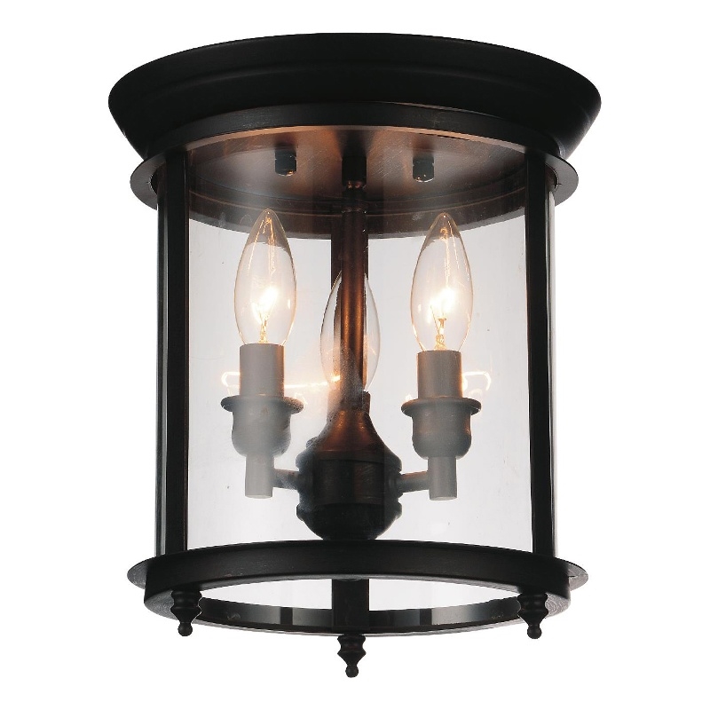 CWI Lighting Desire 3 Light Metal Cage Flush Mount in Bronze