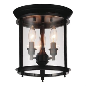 CWI Lighting Desire 3 Light Metal Cage Flush Mount in Bronze
