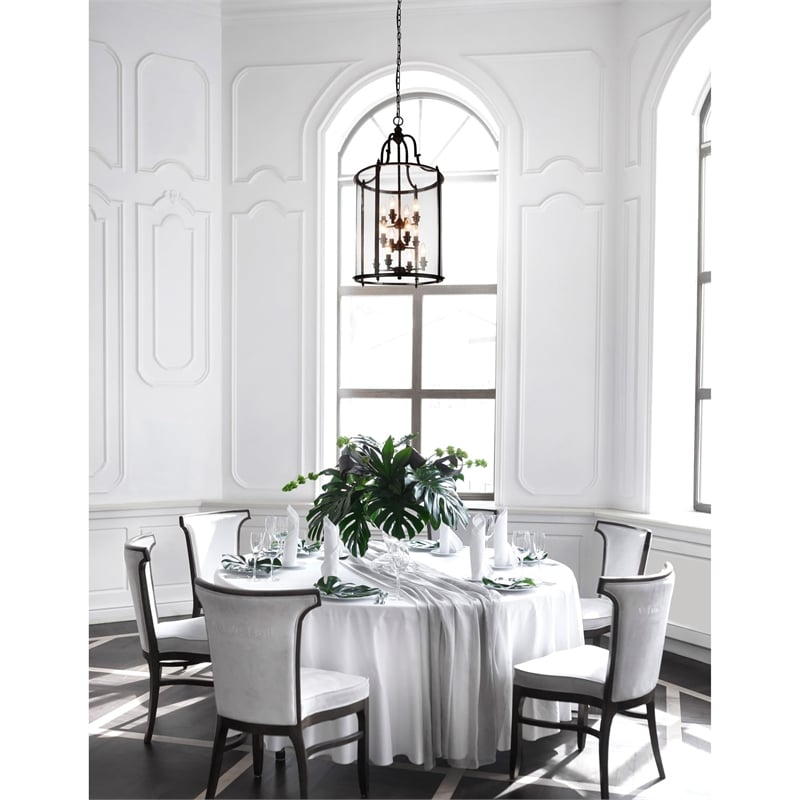 CWI Lighting Desire 12 Light Drum Shade Metal Chandelier in Bronze