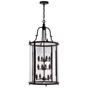 CWI Lighting Desire 12 Light Drum Shade Metal Chandelier in Bronze