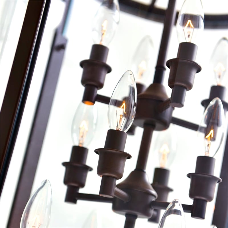 CWI Lighting Desire 12 Light Drum Shade Metal Chandelier in Bronze