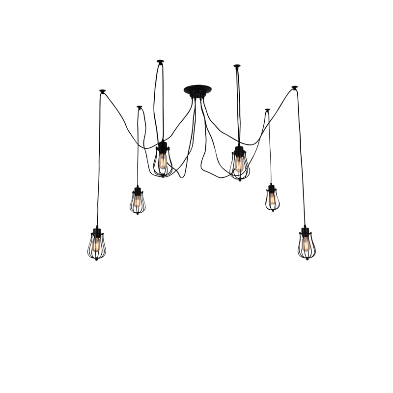 CWI Lighting Tomaso 6 Light Farmhouse Metal Pendant in Black
