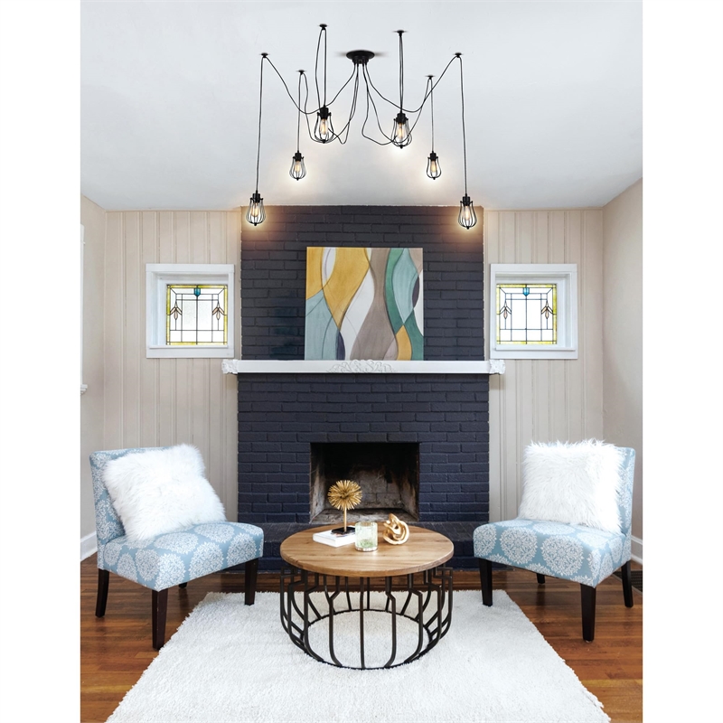 CWI Lighting Tomaso 6 Light Farmhouse Metal Pendant in Black