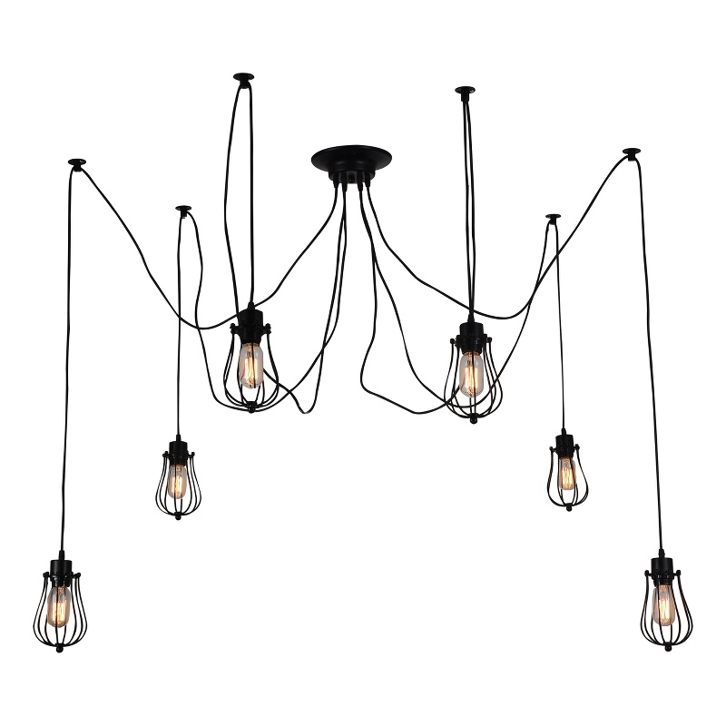 CWI Lighting Tomaso 6 Light Farmhouse Metal Pendant in Black