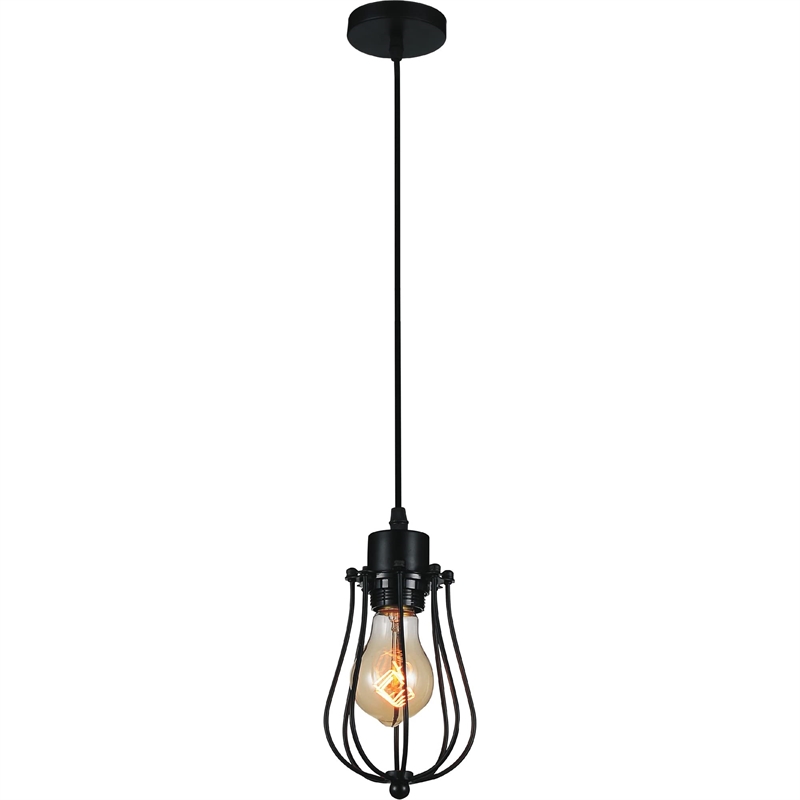 CWI Lighting Tomaso 1 Light Down Farmhouse Metal Mini Pendant in Black