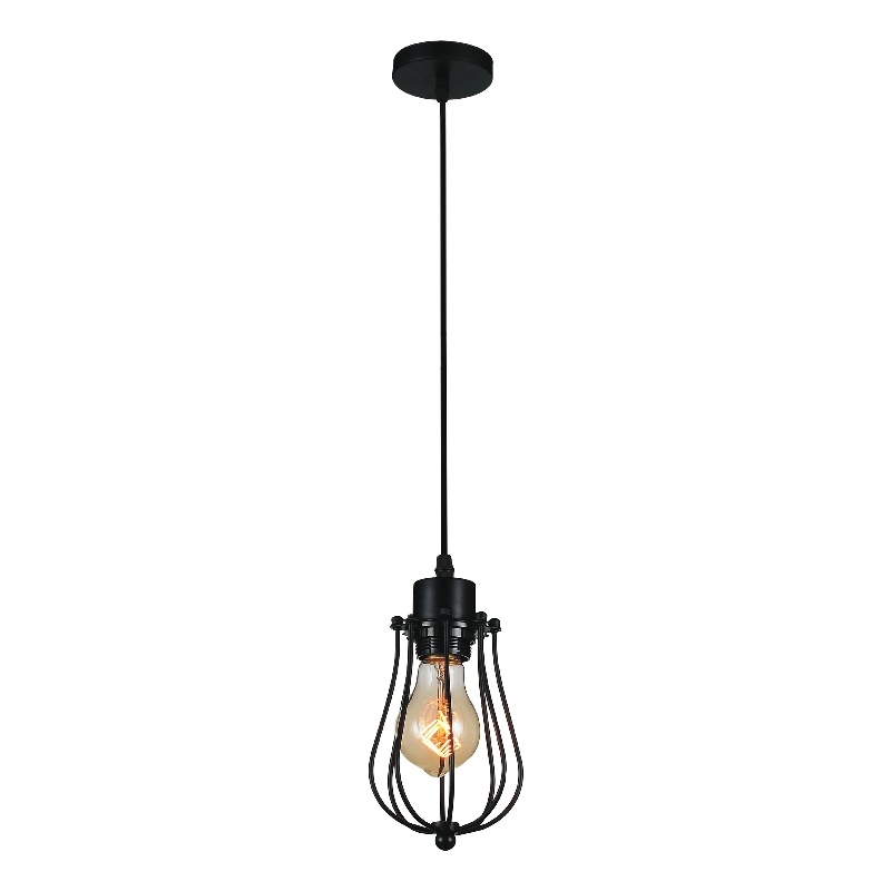 CWI Lighting Tomaso 1 Light Down Farmhouse Metal Mini Pendant in Black