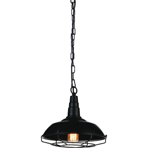 CWI Lighting Morgan 1 Light Down Farmhouse Metal Mini Pendant in Black