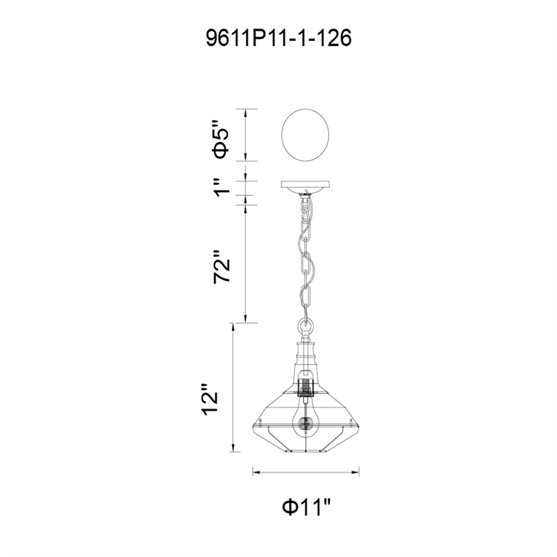 CWI Lighting Morgan 1 Light Down Farmhouse Metal Mini Pendant in Black
