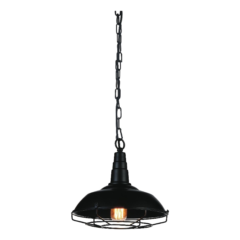 CWI Lighting Morgan 1 Light Down Farmhouse Metal Mini Pendant in Black