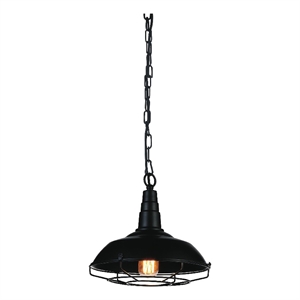 CWI Lighting Morgan 1 Light Down Farmhouse Metal Mini Pendant in Black