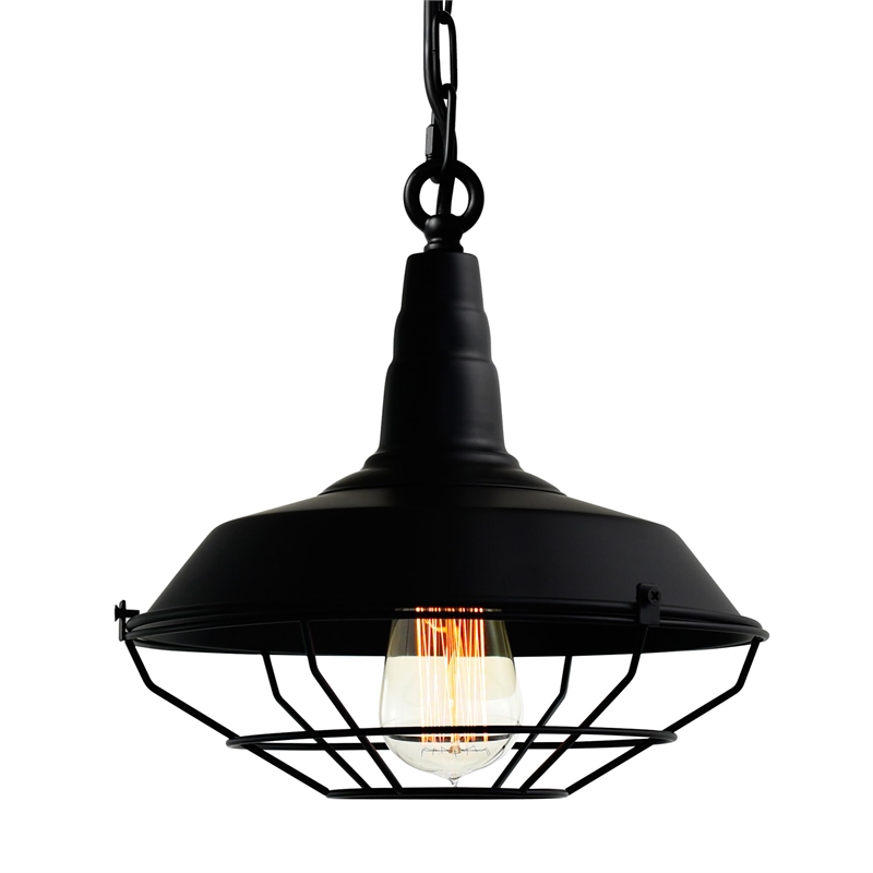 CWI Lighting Morgan 1 Light Down Farmhouse Metal Mini Pendant in Black
