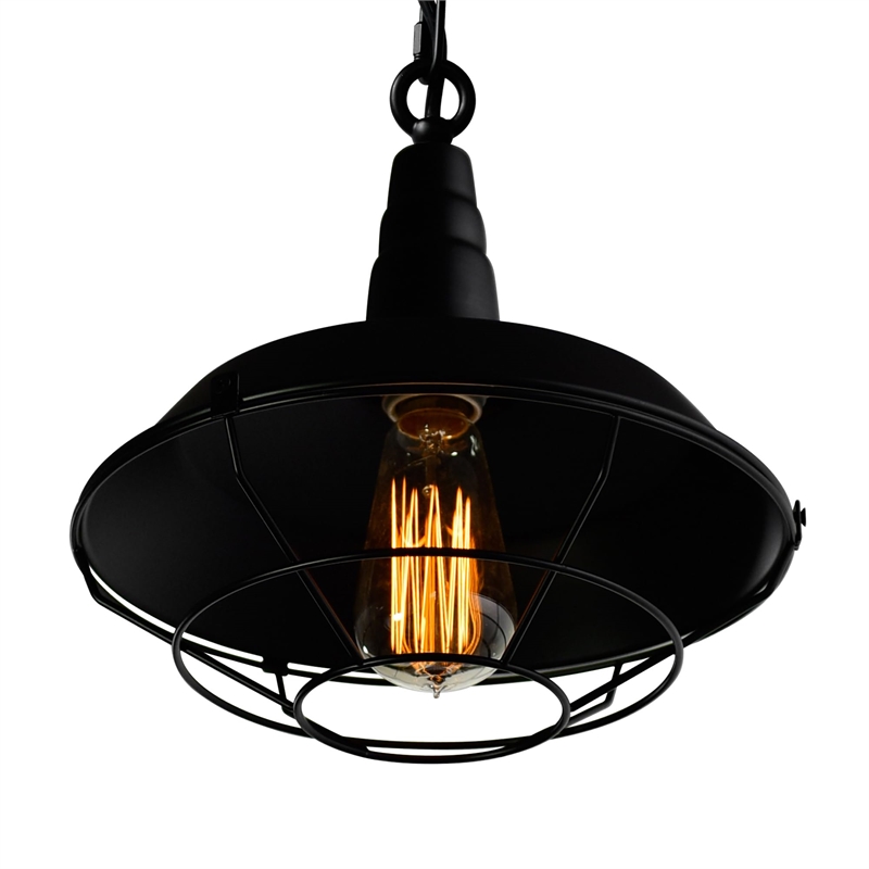 CWI Lighting Morgan 1 Light Down Farmhouse Metal Mini Pendant in Black