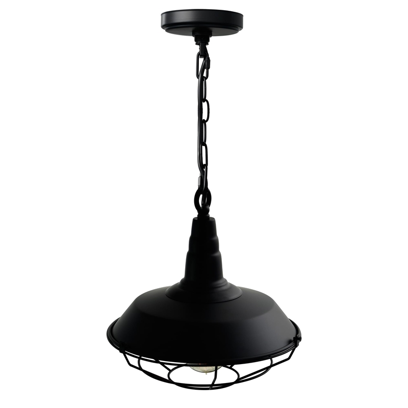 CWI Lighting Morgan 1 Light Down Farmhouse Metal Mini Pendant in Black