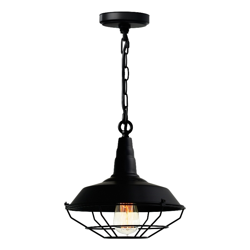CWI Lighting Morgan 1 Light Down Farmhouse Metal Mini Pendant in Black