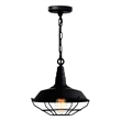 CWI Lighting Morgan 1 Light Down Farmhouse Metal Mini Pendant in Black