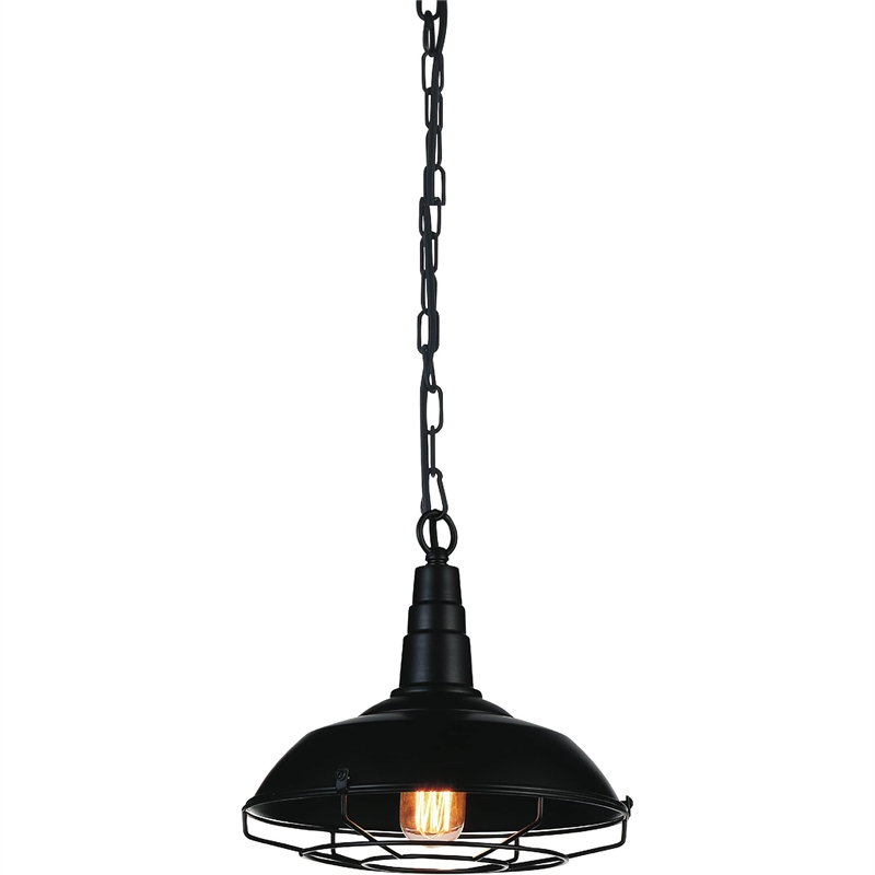 CWI Lighting Morgan 1 Light Down Farmhouse Metal Pendant in Black