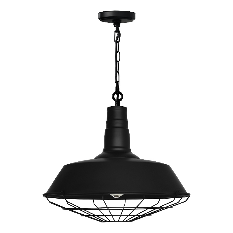 CWI Lighting Morgan 1 Light Down Farmhouse Metal Pendant in Black