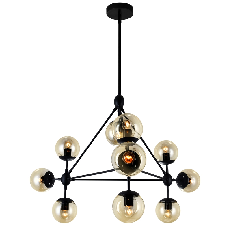 CWI Lighting Glow 10 Light Contemporary Metal Chandelier in Black