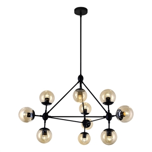 CWI Lighting Glow 10 Light Contemporary Metal Chandelier in Black
