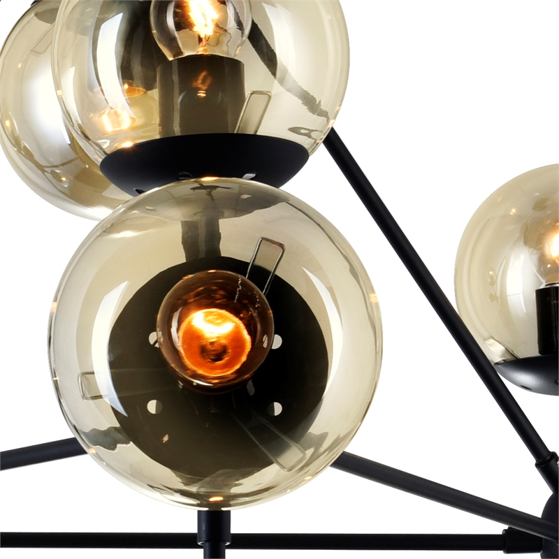 CWI Lighting Glow 10 Light Contemporary Metal Chandelier in Black